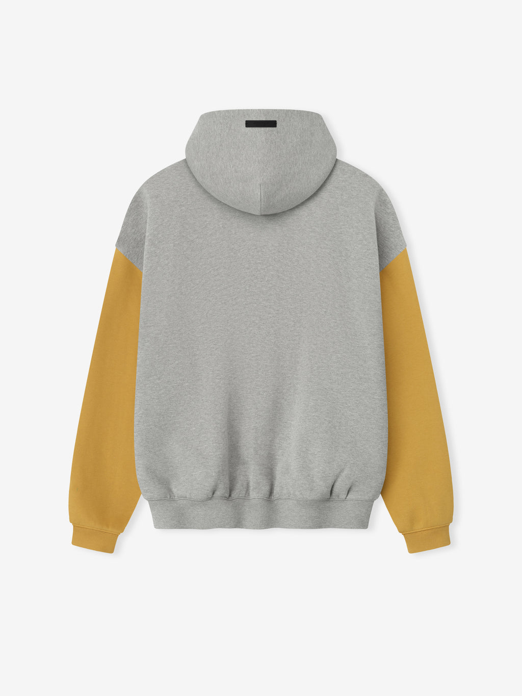 Back view of Packers Sport Hoodie in concrete heather with contrasting canyon sleeves and elastic waistband