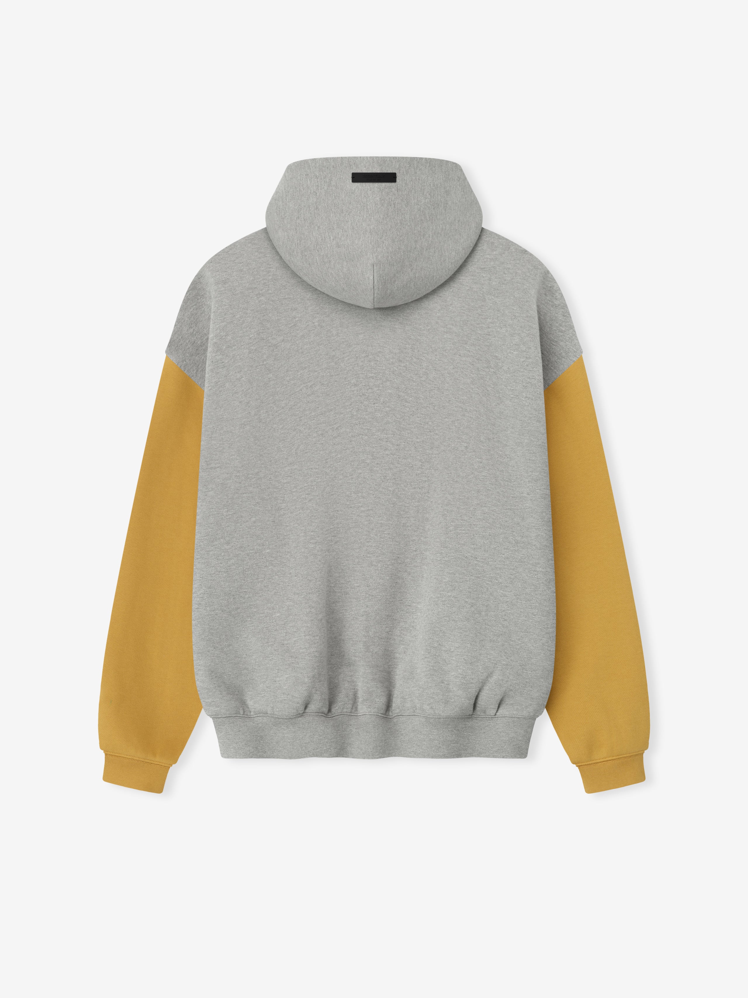 Back view of Packers Sport Hoodie in concrete heather with contrasting canyon sleeves and elastic waistband