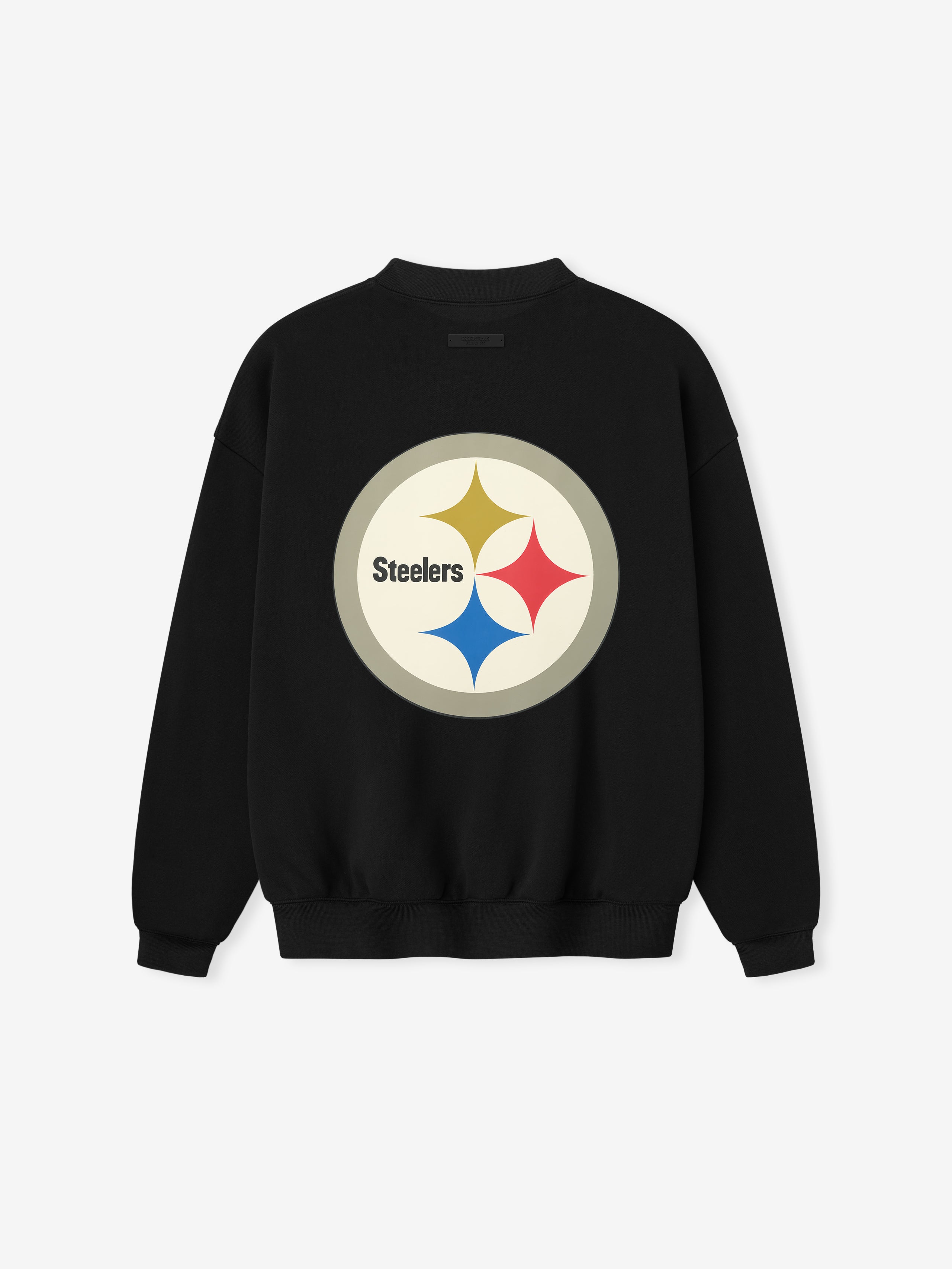 Back view of black Steelers Sport Crewneck with large vintage Steelers logo centered, gallery 0 192NF256512F_STEELERS.jpg