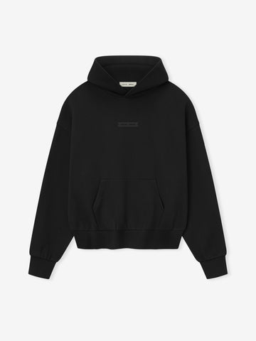 Fear of God ESSENTIALS ブラック ブラッシュド フーディ Classic Hoodie in Jet Black | Fear of God ESSENTIALS | Fear
