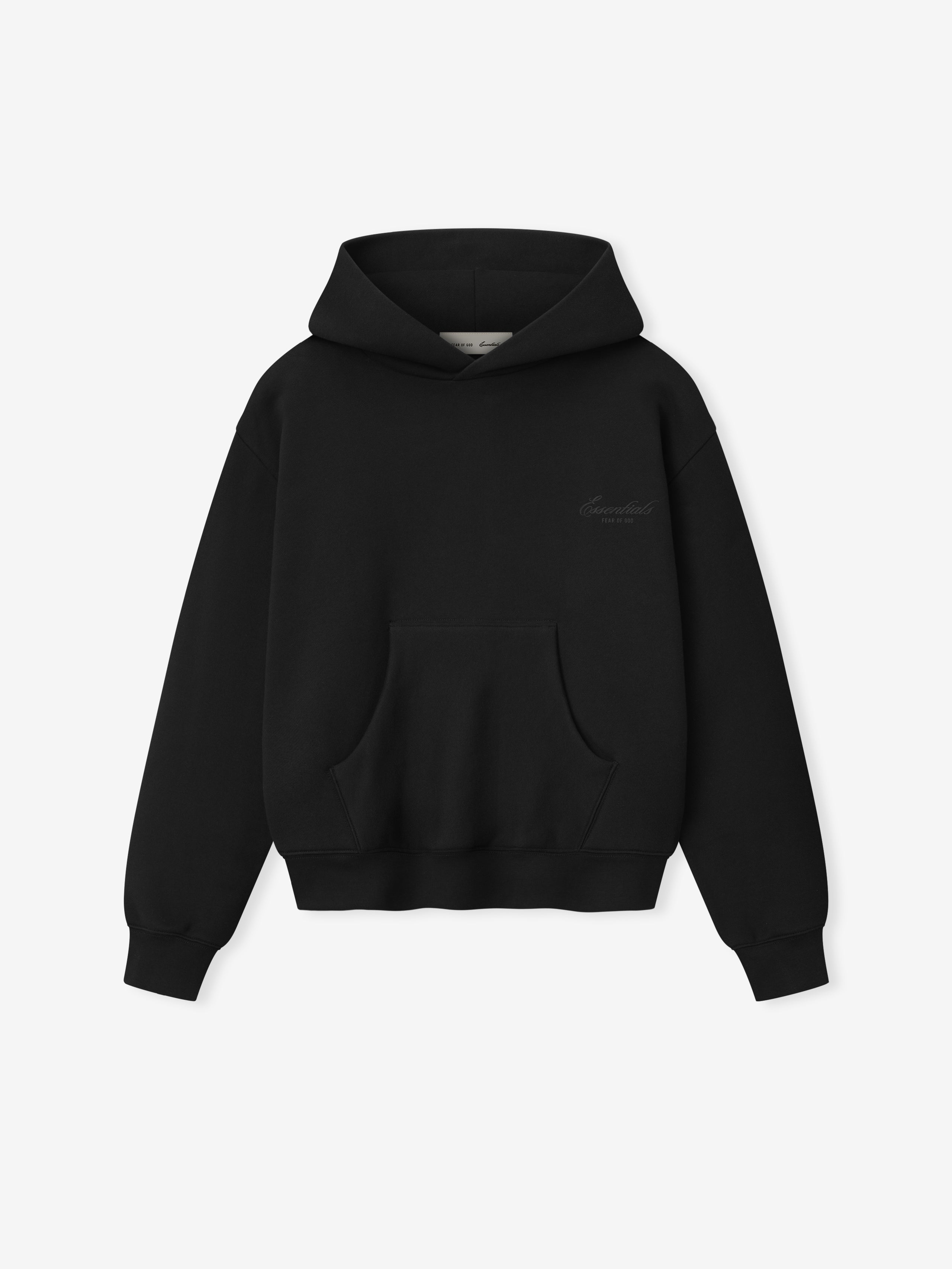 Black hoodie on a light gray background