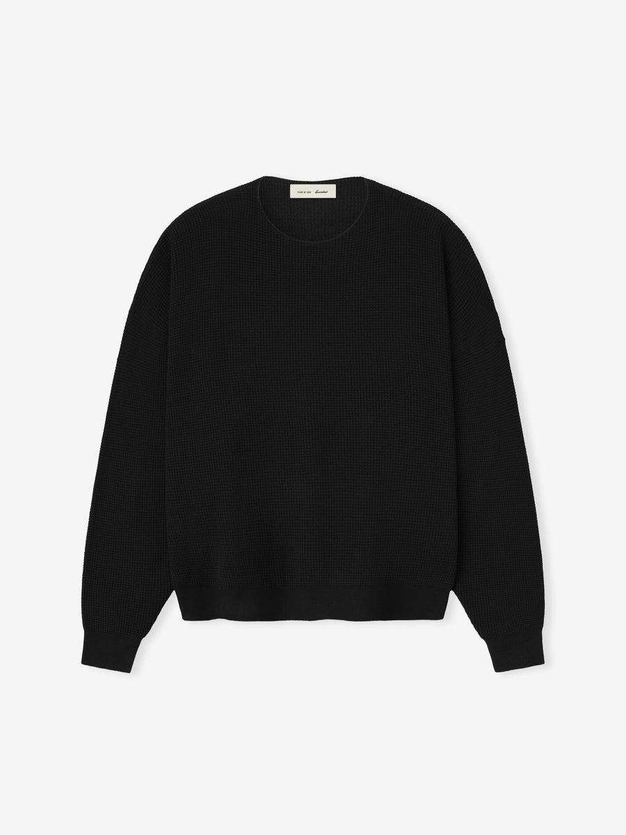 Signature Waffle 90s Crewneck Sweater Vintage Black / XS view 1