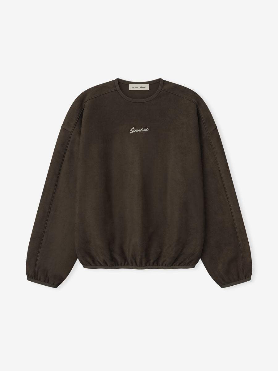 Suede Fleece Signature Modern Crewneck Sweatshirt Brown / XS view 4