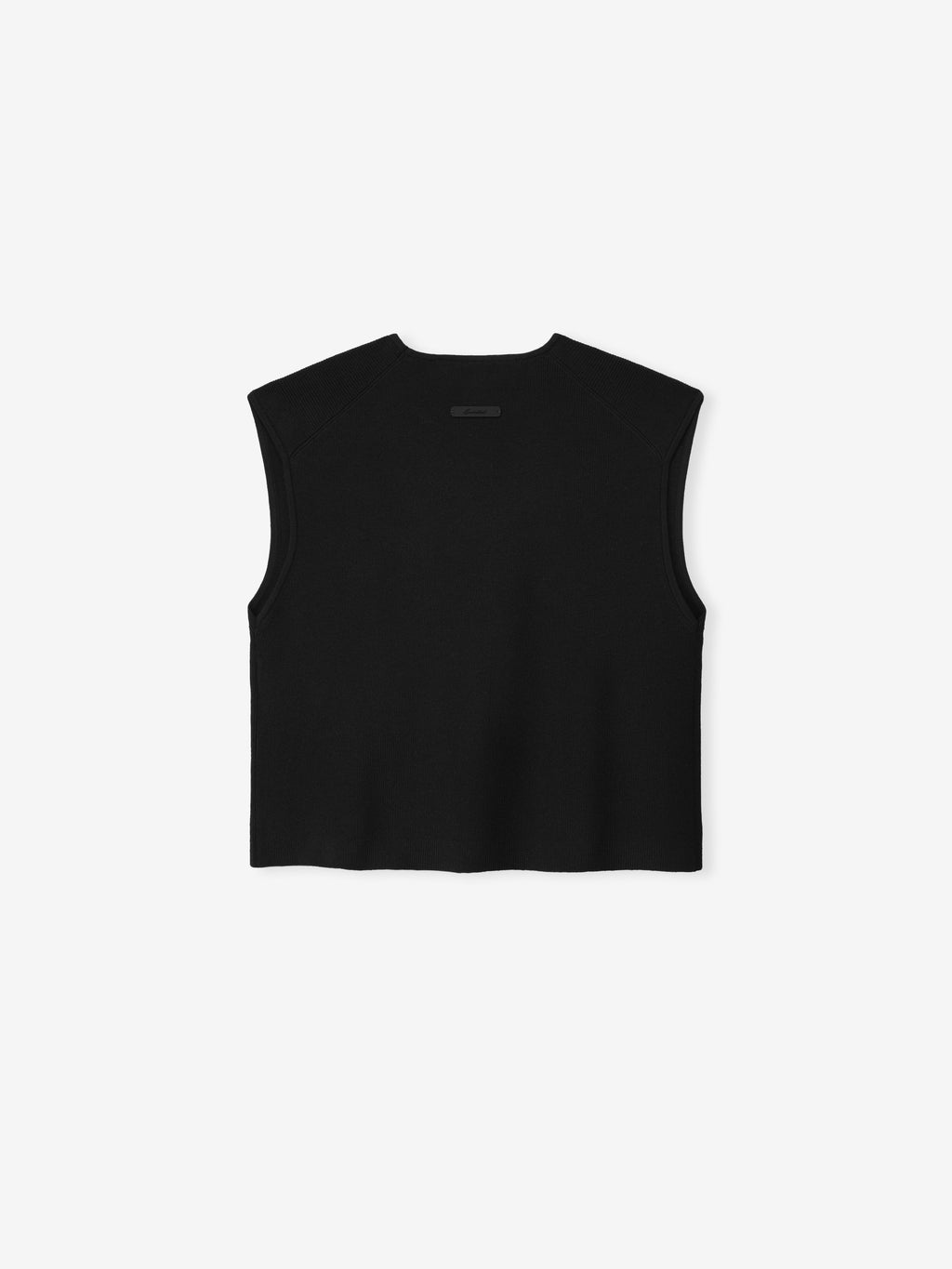 Black sleeveless top on a white background