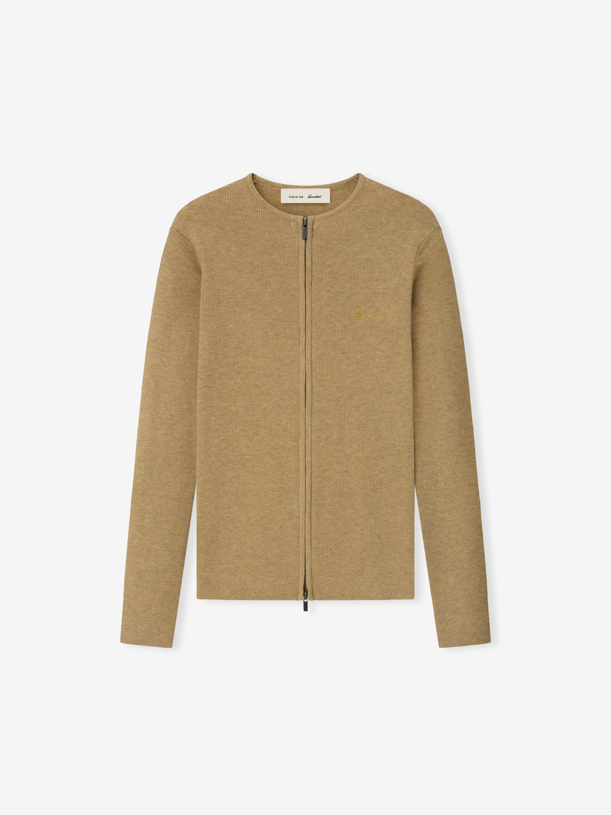 Womens Signature Rib Knit Fitted Long Sleeve Zip Up Tee – Fear of God