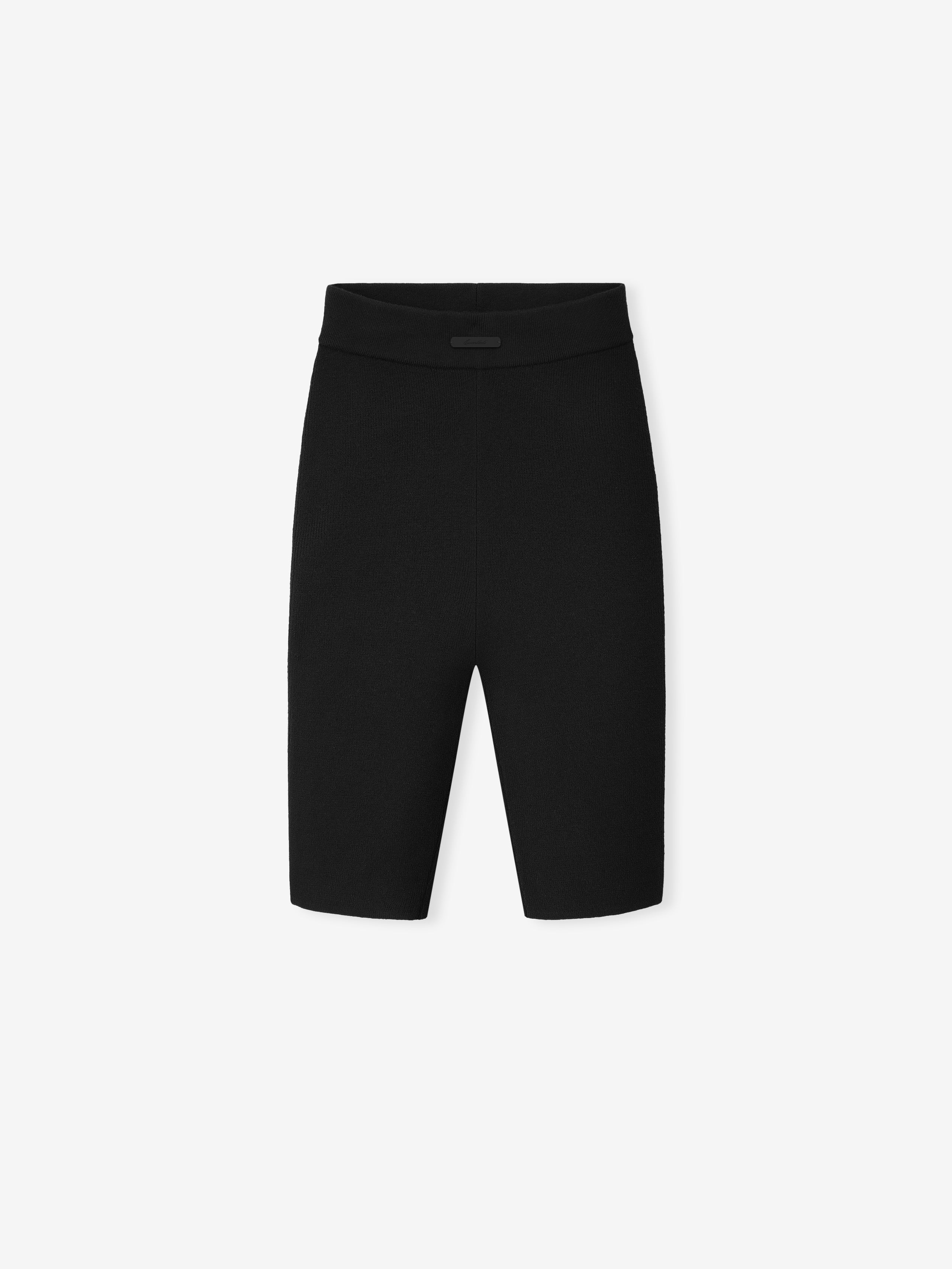 black women’s ribbed knit bike shorts with high waist and slim fit for versatile casual styling