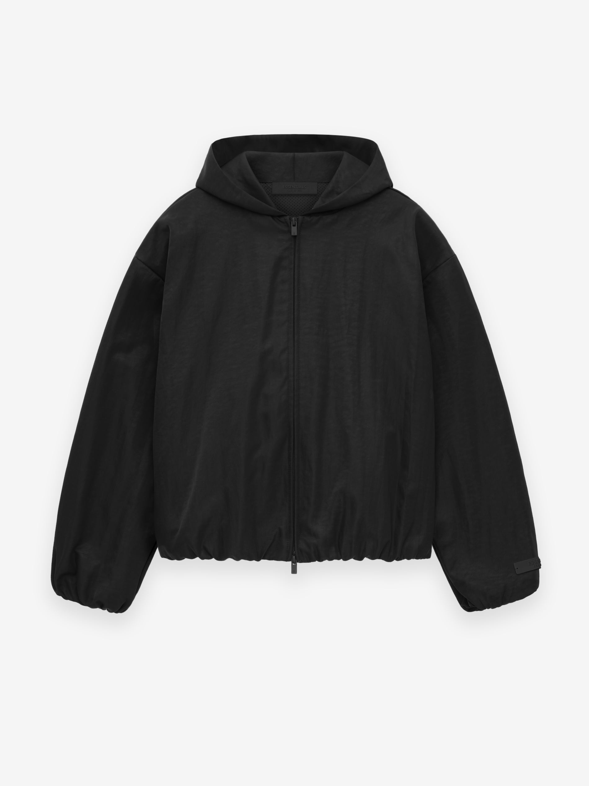 Womens Textured Nylon Hooded Bomber BLACK / XXS