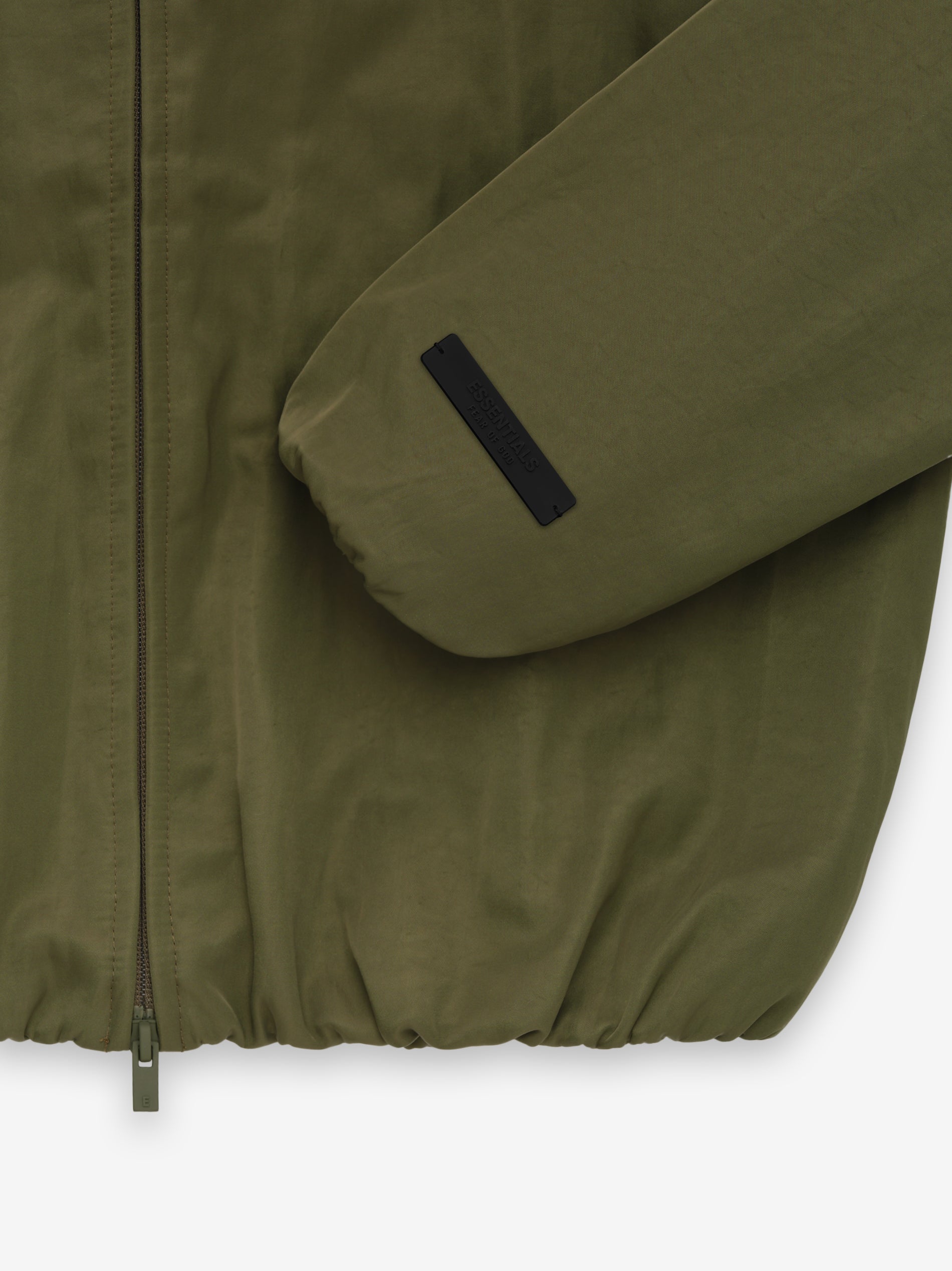 Womens Textured Nylon Track Jacket Military ESSENTIALS Fear of God