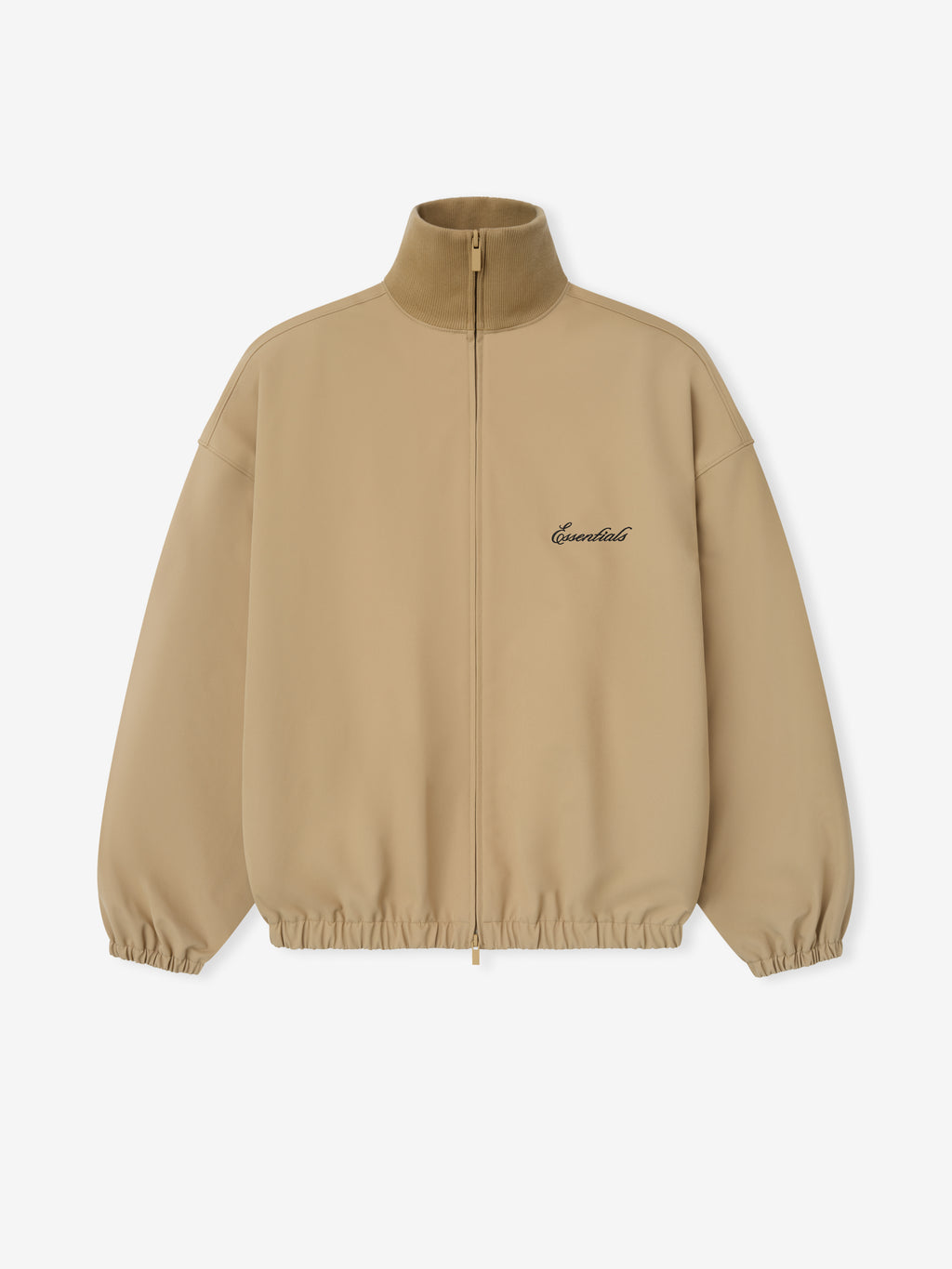 Beige jacket with a brand logo on a white background