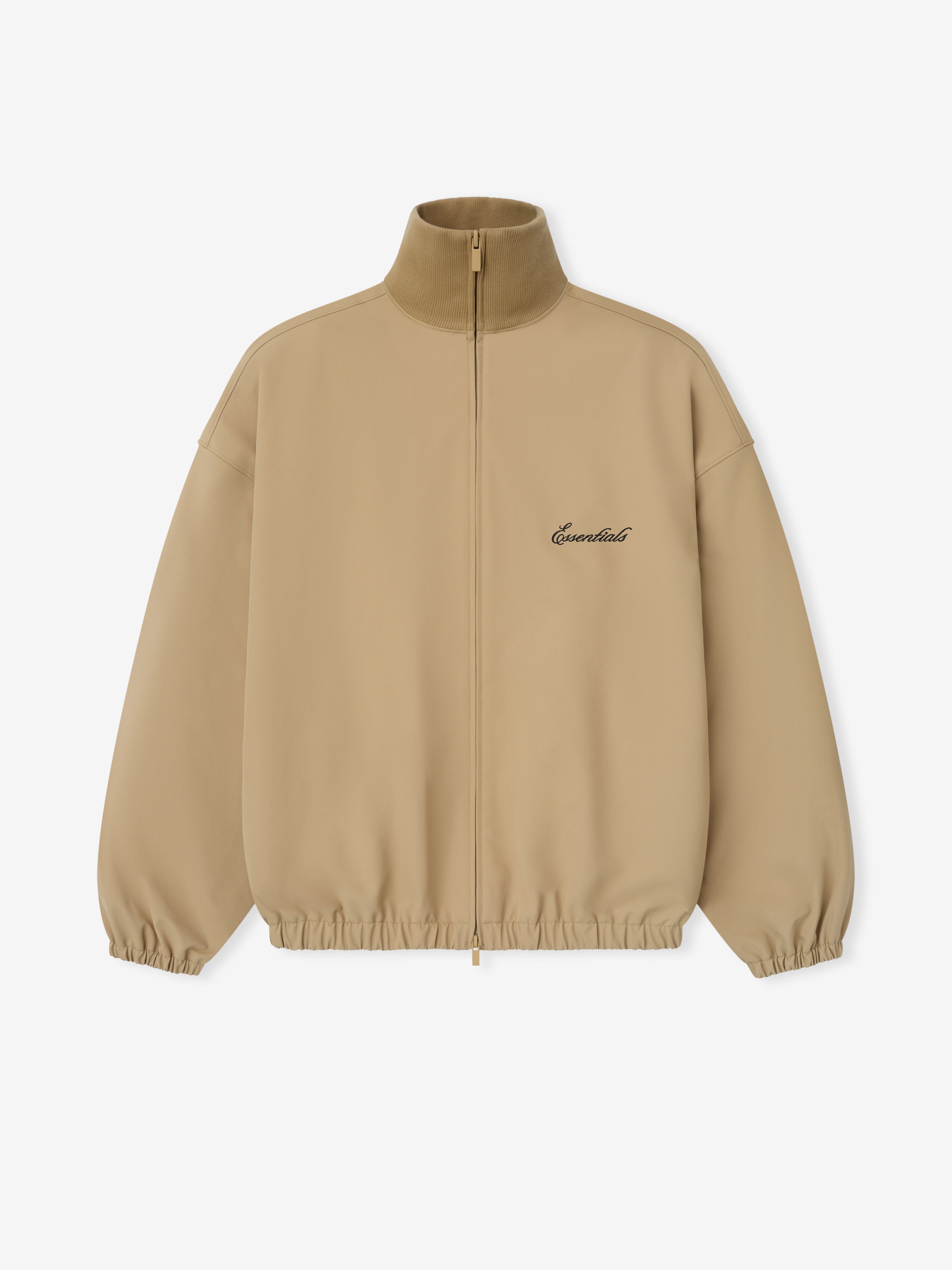 Beige jacket with a brand logo on a white background