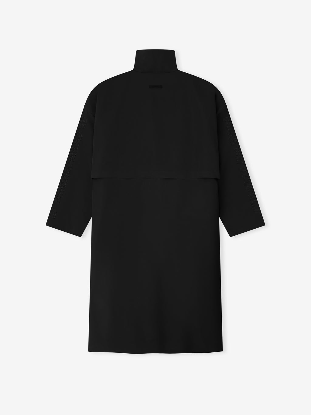 Black dress with a high collar on a white background