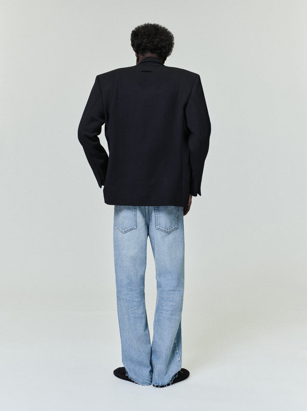 Satin Wool Double Breasted Blazer