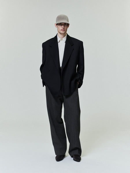 Satin Wool Double Breasted Blazer