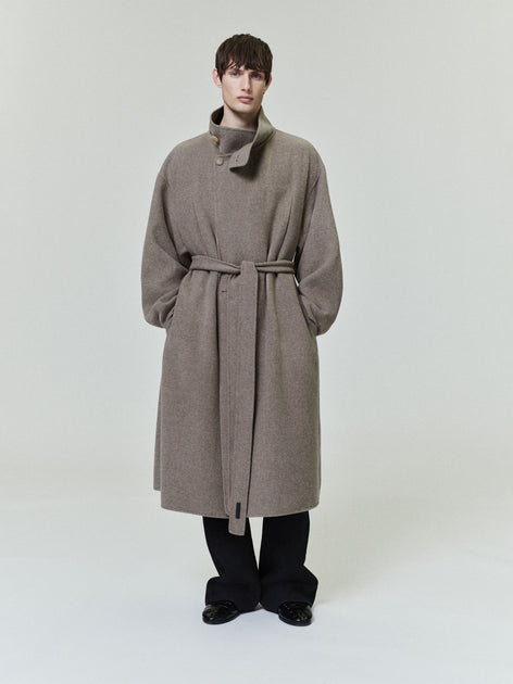 Wool Cashmere Highneck Coat in Walnut | Civil Collection | Fall
