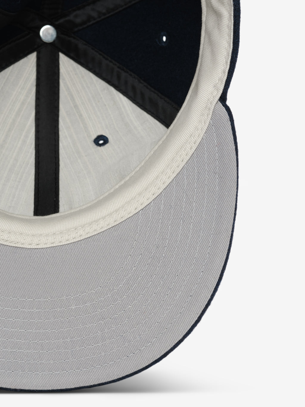 Fear of God Essentials 59FIFTY Retro Fitted National League Cap shown from underneath, highlighting the soft interior lining and structured visor in a subtle two-tone design.