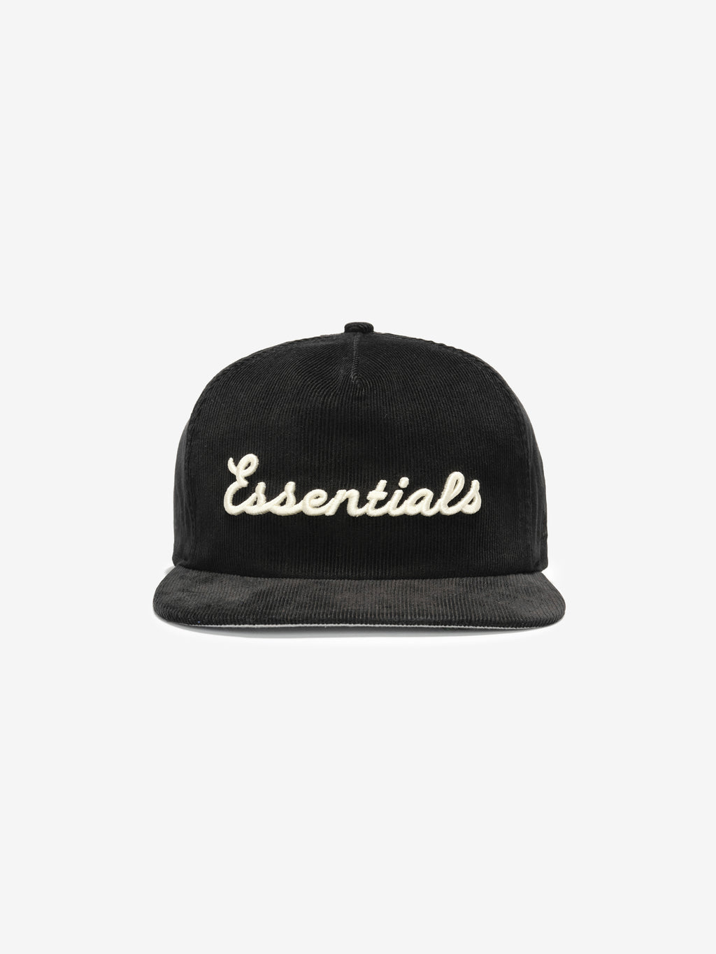 New Era 19TWENTY Essentials MLB Snapback Cap in black with white Essentials script embroidery a structured six panel crown and flat brim