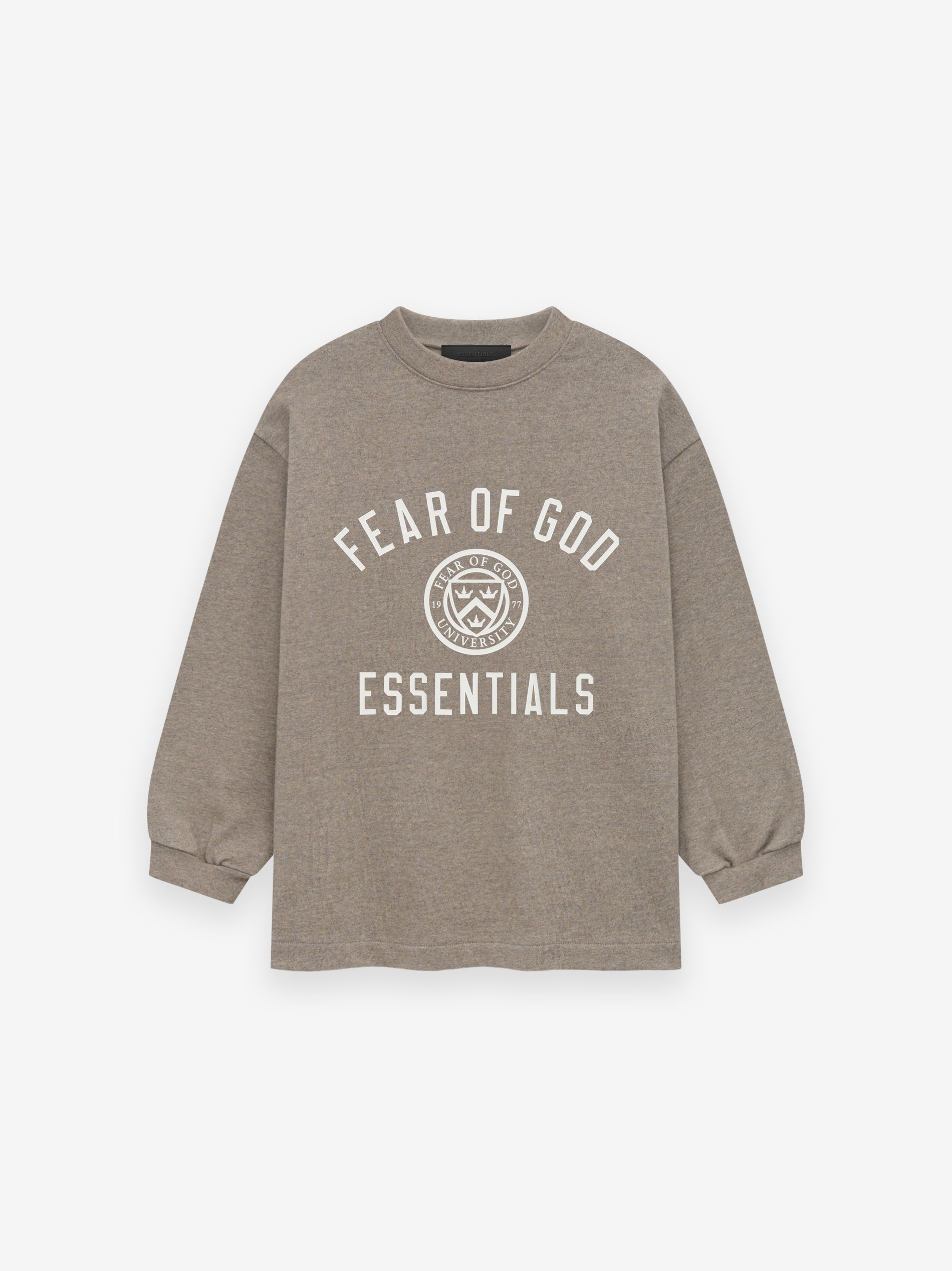 XXL Fear of God ESSENTIALS Kids Grey retailer '1977' Long Sleeve T-Shirt