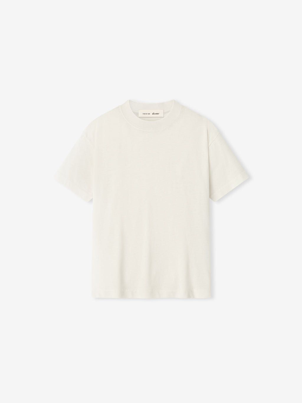 front view of kids classic fit short sleeve tee in soft off-white cotton blend jersey fabric