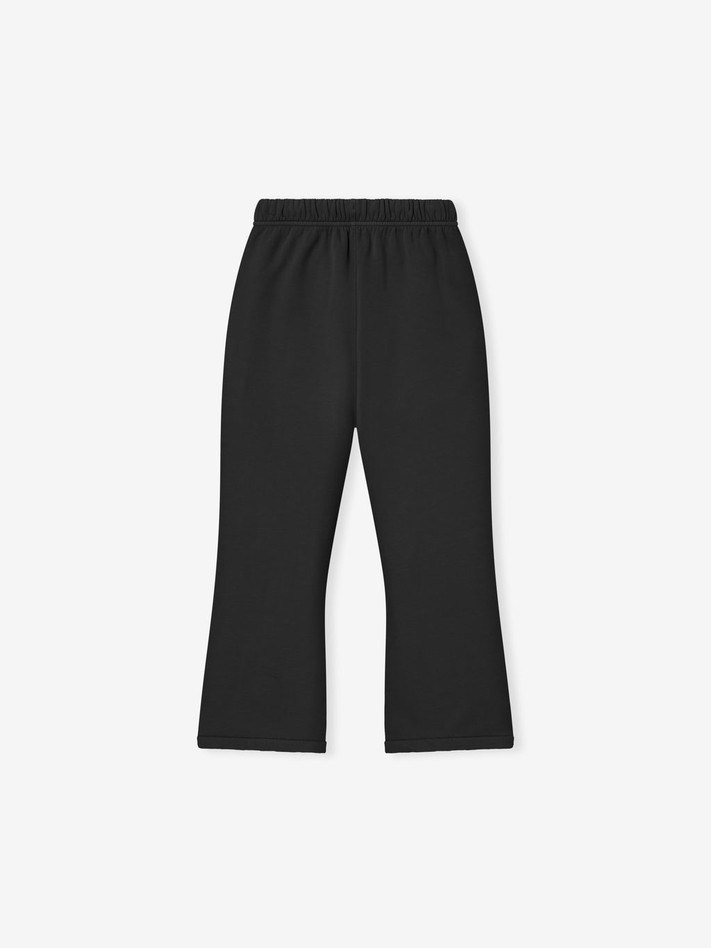 black kids sweatpants with relaxed flared leg and elastic waistband in heavyweight cotton fleece fabric