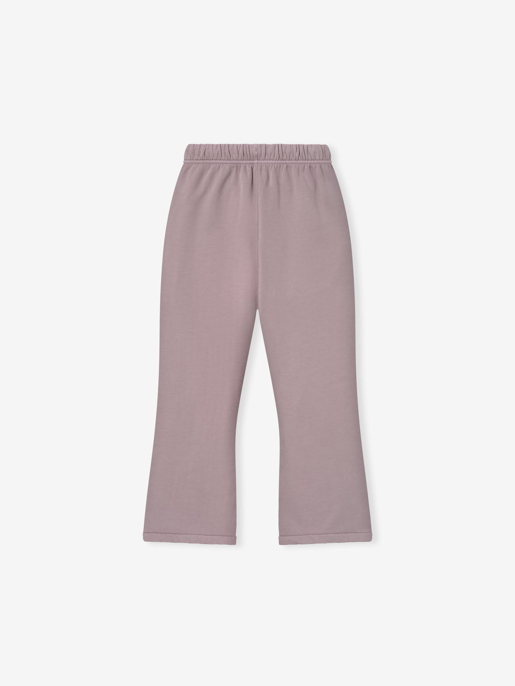 kids flare sweatpant in muted mauve pigment-dyed cotton fleece with elastic waistband and relaxed fit