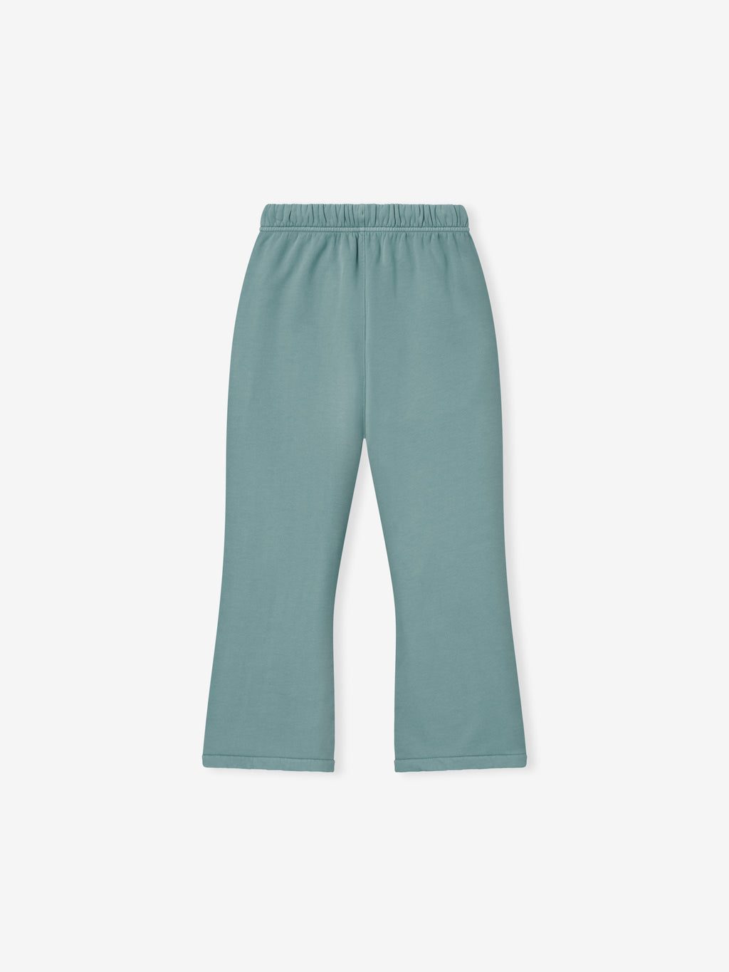 kids relaxed flare sweatpant in pigment-dyed cotton fleece with elastic waistband and vintage-inspired muted teal color