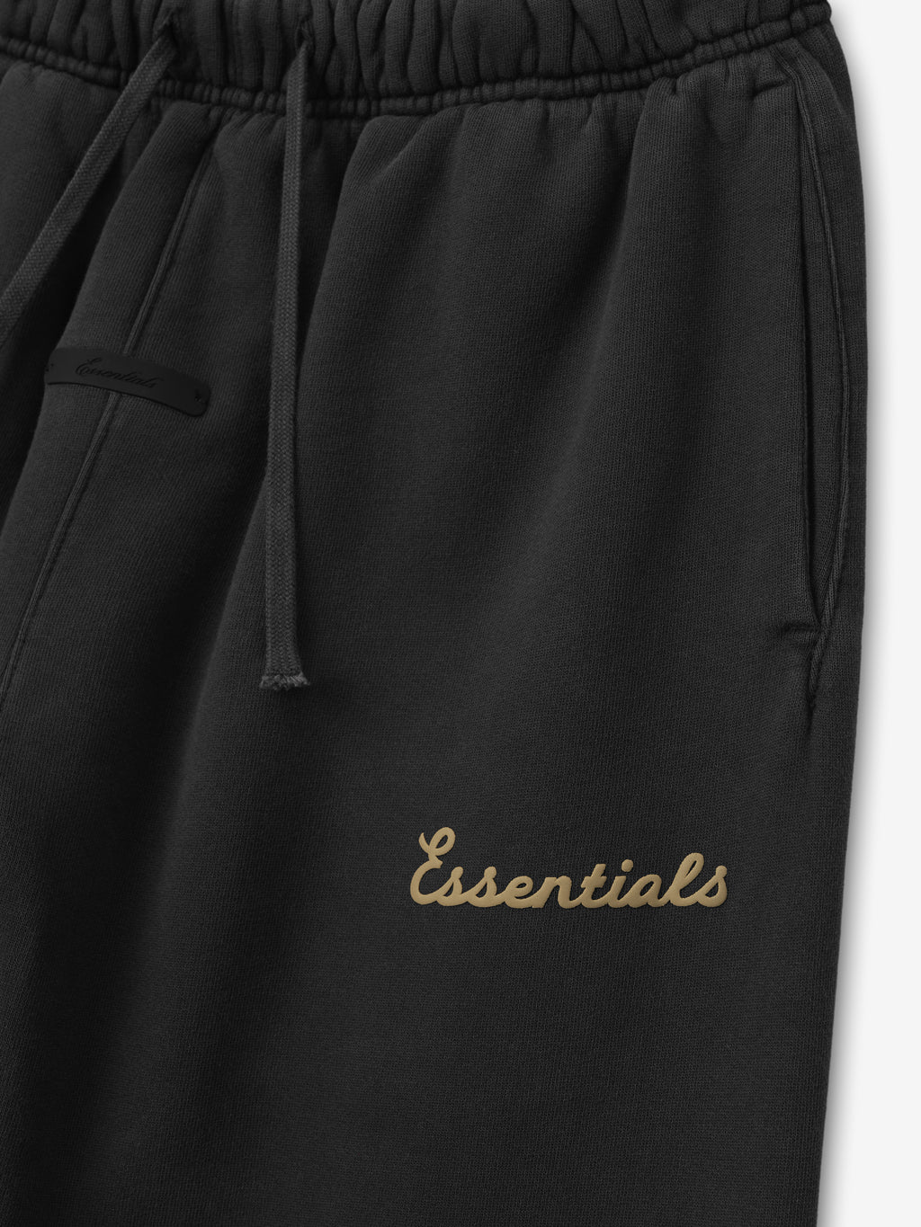 black kids flare sweatpant in heavyweight core fleece with elastic waistband, drawstring, side pockets, and Essentials logo on leg