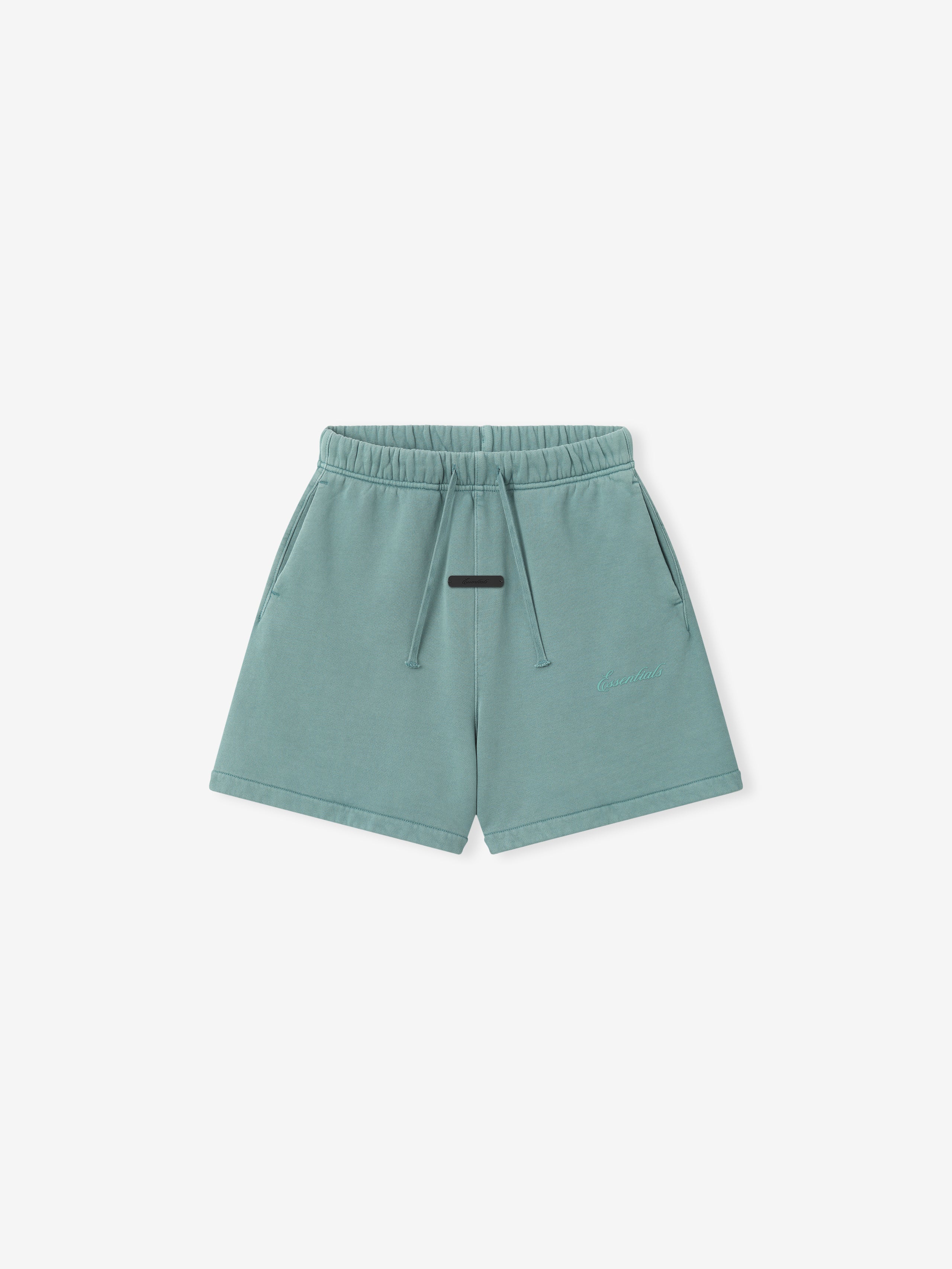 kids mid-rise relaxed sweatshort in pigment-dyed 390GSM cotton fleece with elastic waistband and side pockets