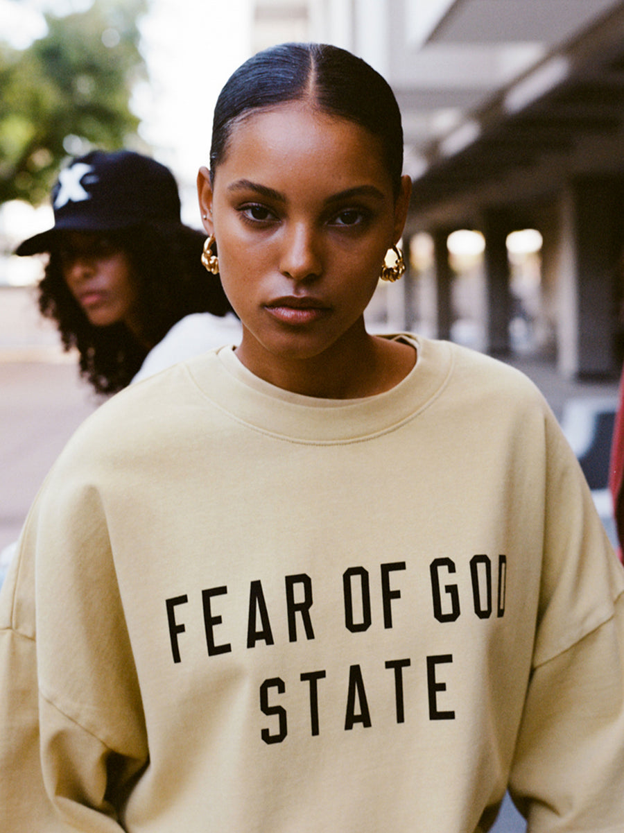 Womens Fleece Cropped Crewneck - Fear of God