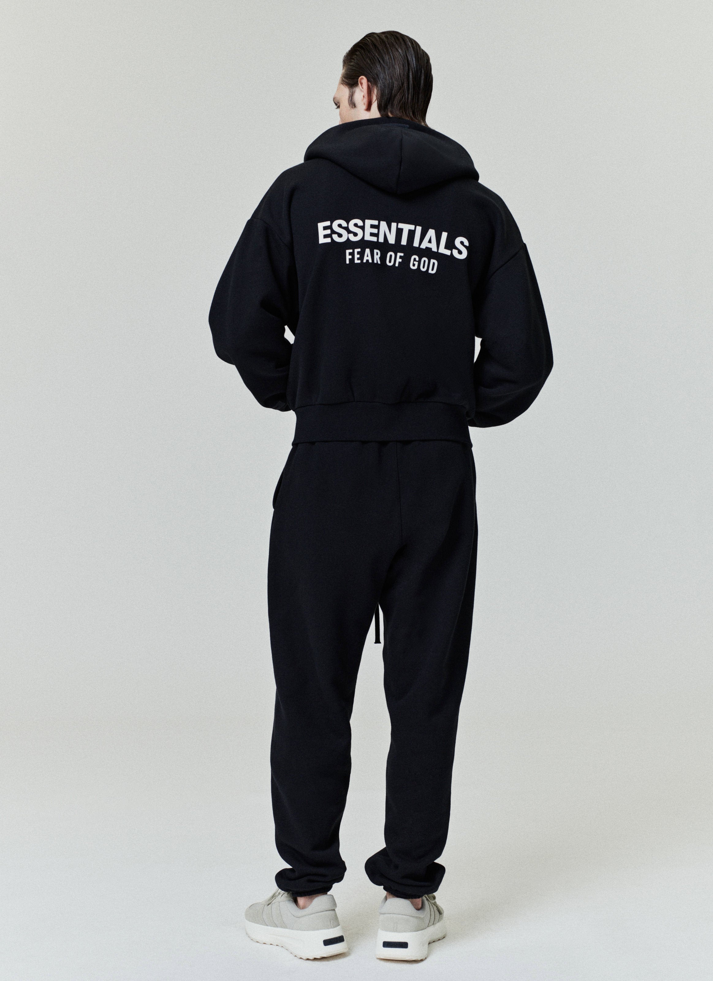 Classic Full Zip-Up Hoodie in Jet Black | Fear of God ESSENTIALS
