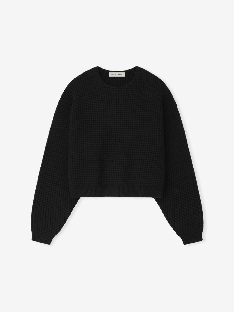 Womens Heavy Waffle Crewneck 90'S Sweater