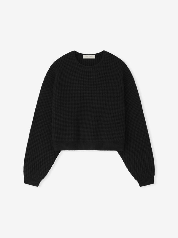 Womens Heavy Waffle 90s Crewneck Sweater
