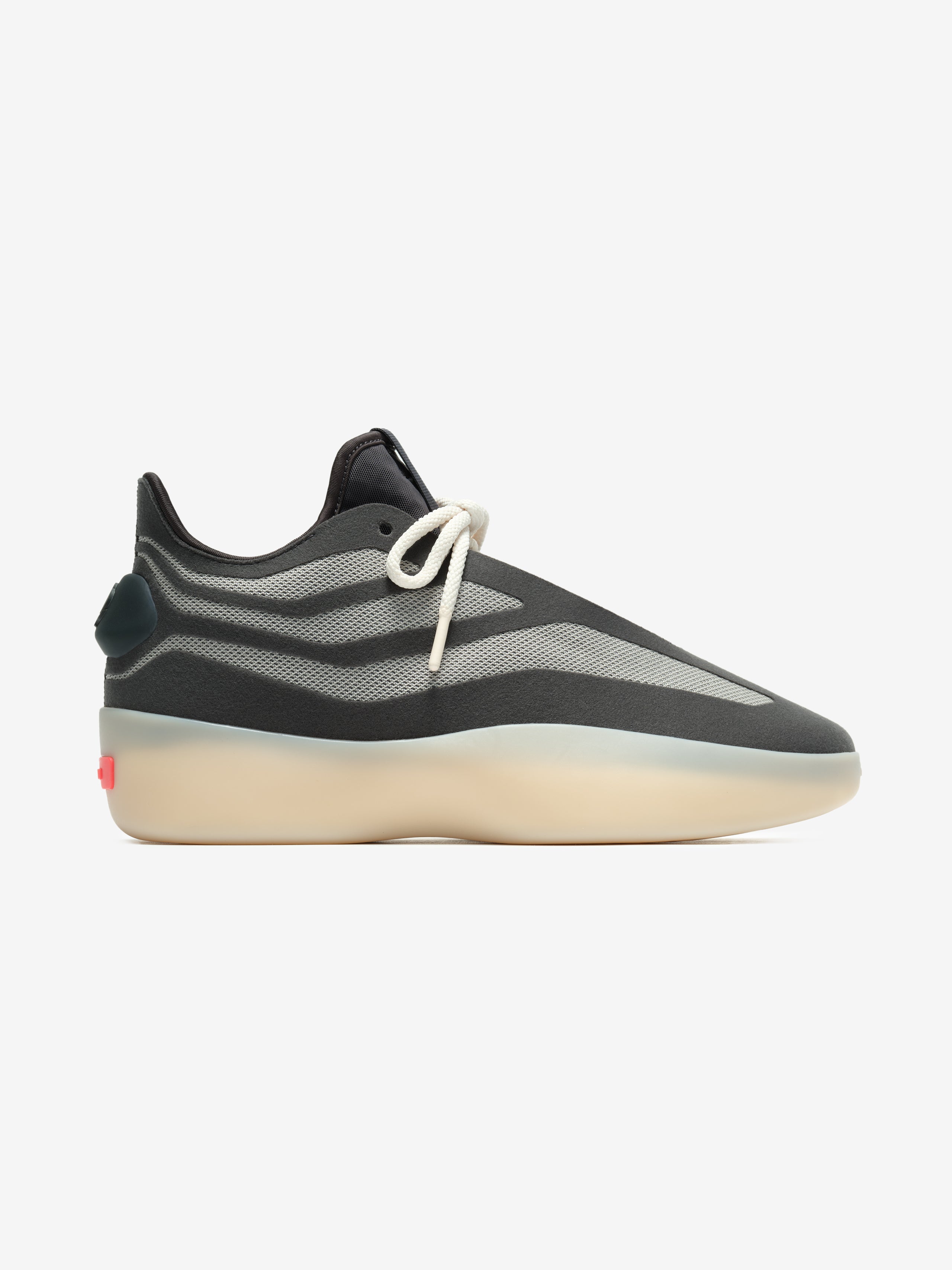 Profile of Derrick Rose II Basketball shoe in carbon gray mesh with cream thick sole and white laces, gallery image 0 file ATHLETICS_II_BASKETBALL-CARBON_METGRY_1.jpg