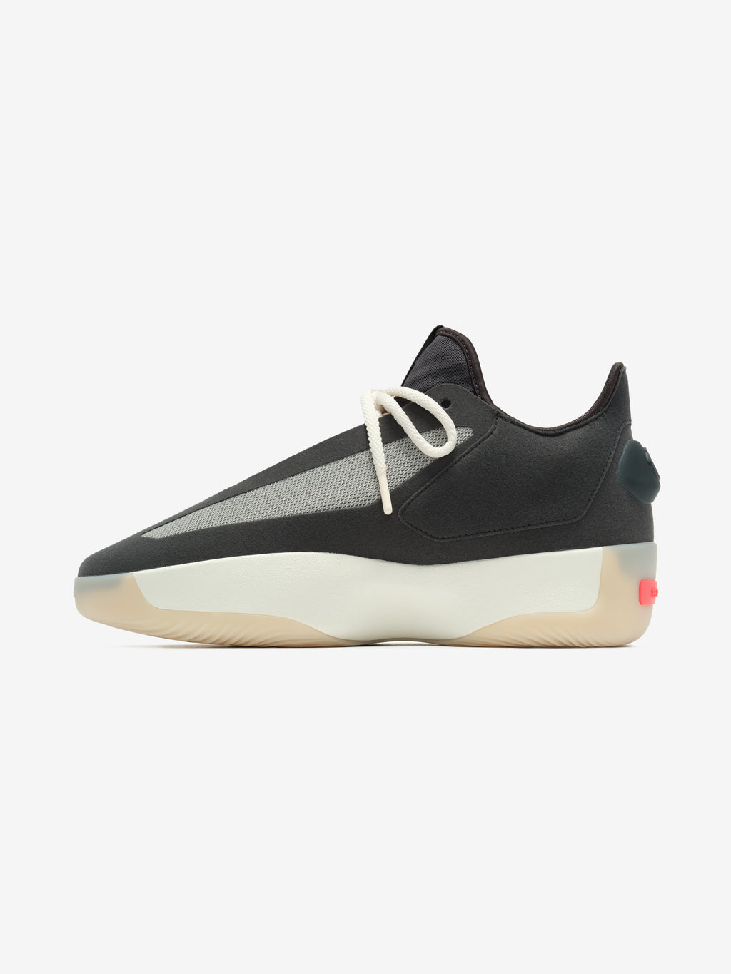 Side view of Derrick Rose II Basketball shoe in black with white sole and cream laces, gallery image 0, file ATHLETICS_II_BASKETBALL-CARBON_METGRY_2.jpg
