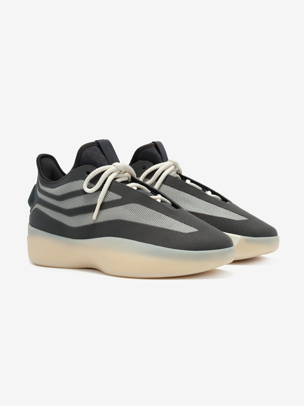 Angled front view of Derrick Rose II Basketball shoes in carbon gray with cream-colored soles and white laces, gallery image 0