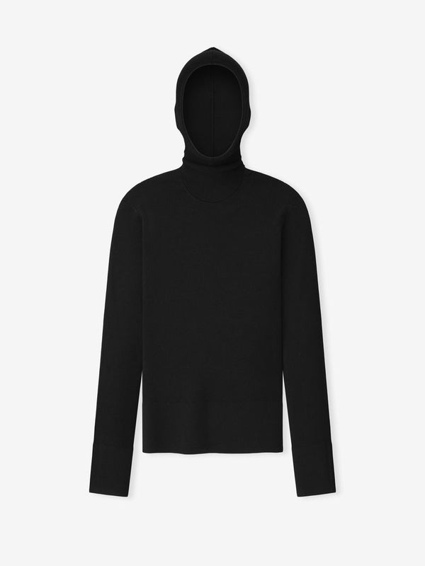 Womens Long Sleeve Hooded Rib Top