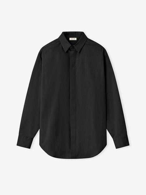 Cotton Wool Oxford Classic Shirt in Black | Civil Collection