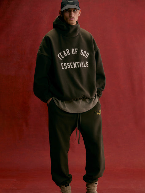 Hoodie Essential Jumper Brown Brushed Hoodie In Brown Fear Of God