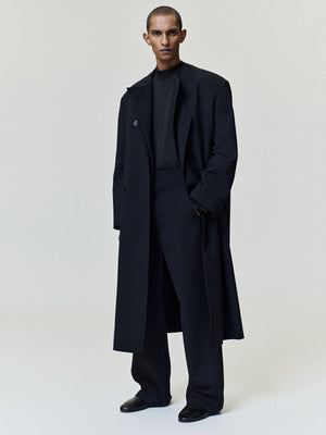 Double Weave Wool Flared Flat Front Pants