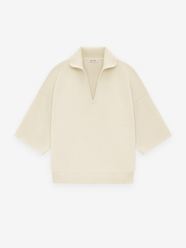 Merino Short Sleeve Polo Sweater
