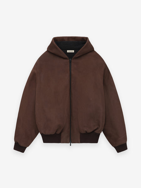 Leather Hooded Bomber