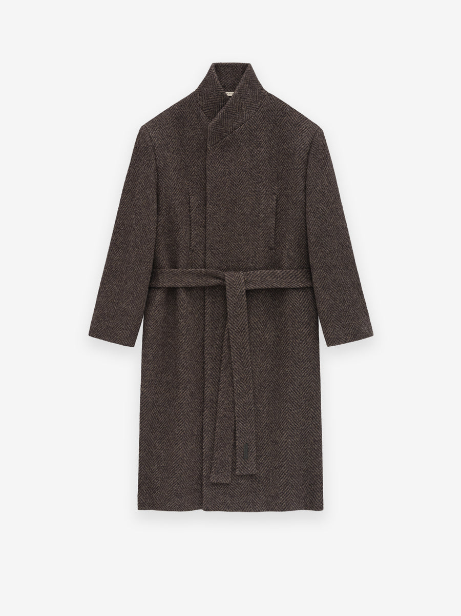 Wool Chevron Stand Collar Overcoat - Fear of God