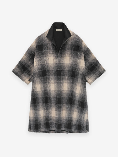 Wool Canvas High Neck Short Sleeve Shirt