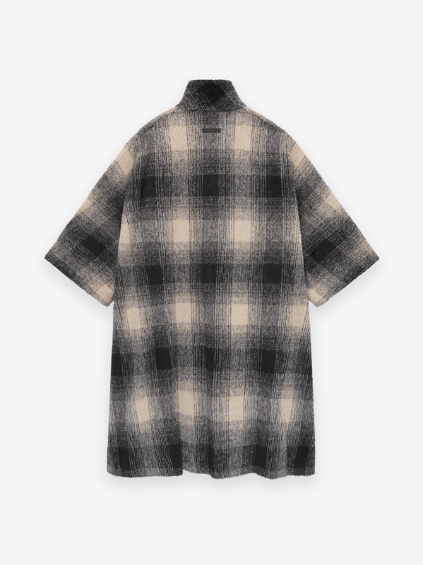 Wool Canvas High Neck Short Sleeve Shirt