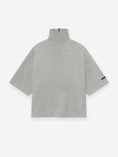 Wool Canvas High Neck Short Sleeve Shirt