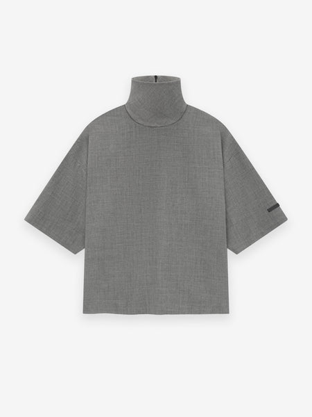 Wool Canvas High Neck Short Sleeve Shirt