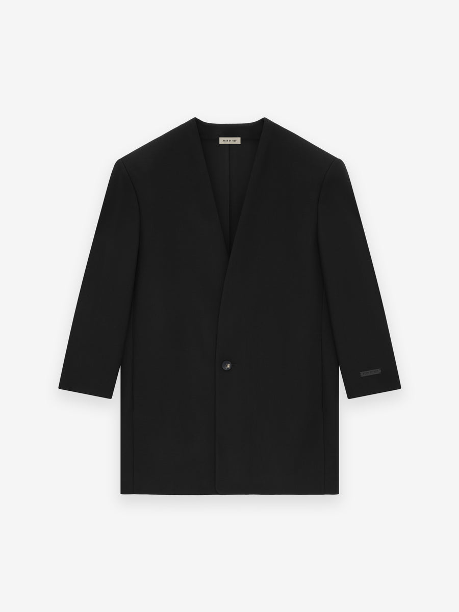 Wool Gabardine Long Lapelless Suit Jacket - Fear of God