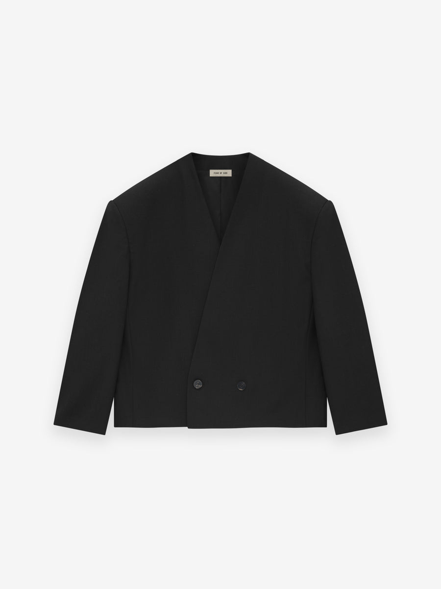 Wool Gabardine Cropped Lapelless Blazer - Fear of God