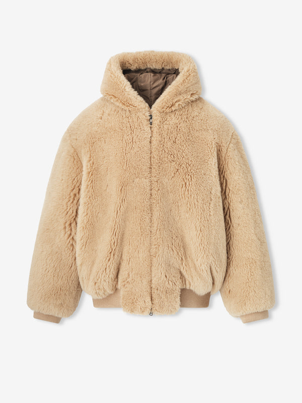 Alpaca Hooded Bomber Jacket