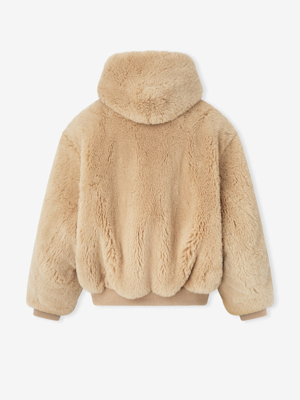 Alpaca Hooded Bomber Jacket