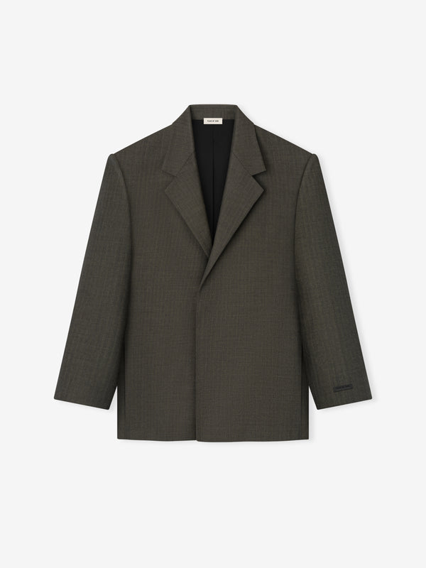 Chevron Wool Single Breasted Blazer